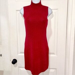 NWT Shimmer Red Sleeveless Mockneck Dress by Aster | size: Medium